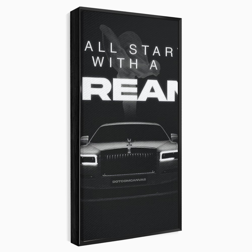 Tablou canvas cu tablou canvas cu masina rolls-royce, in rama de aluminiu negru